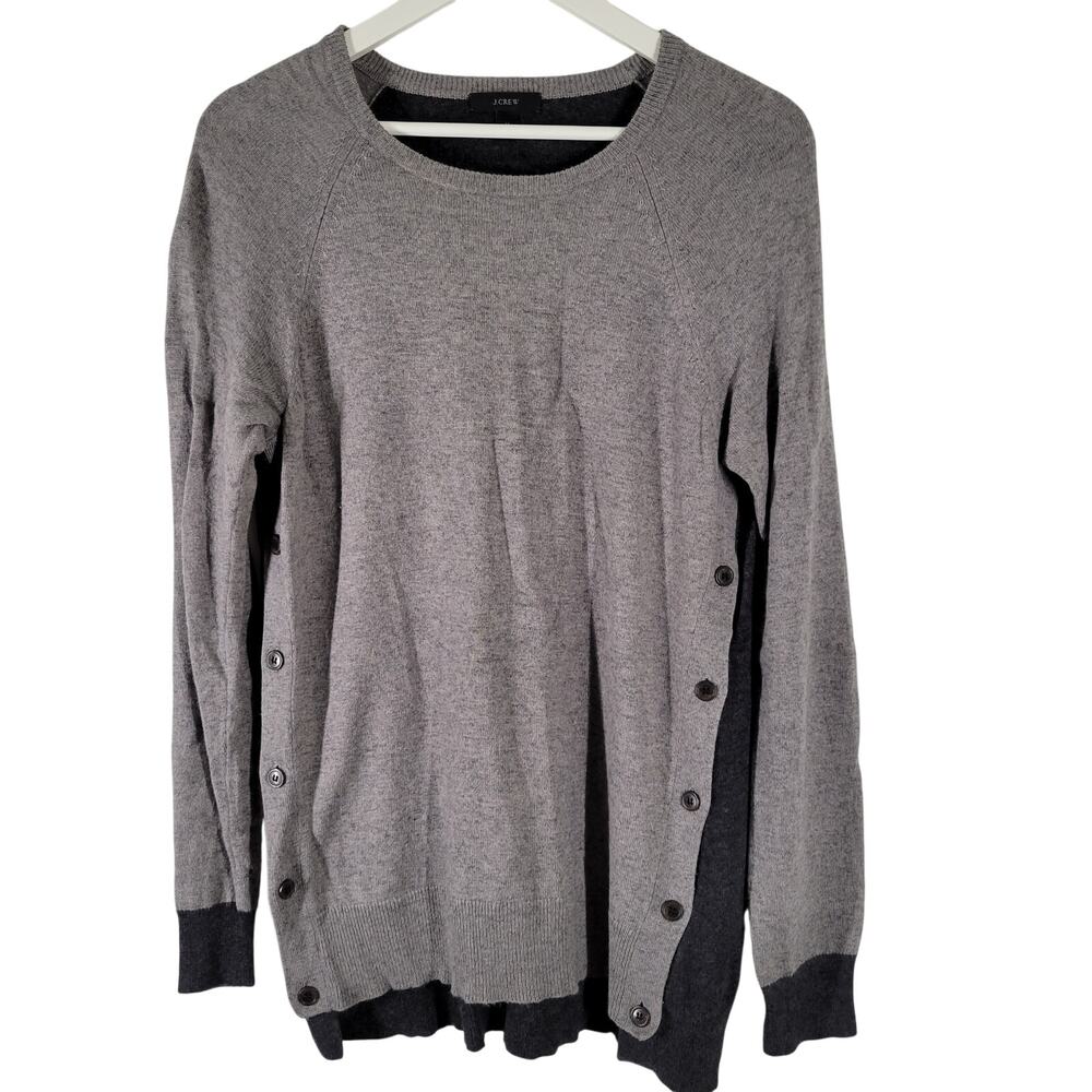 J Crew Wool Blend Sweater Side Button Szβ Medium Gray